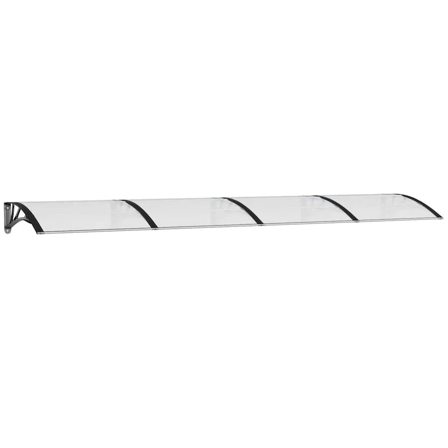 Auvent de porte Noir et transparent 350x75 cm Polycarbonate - 2