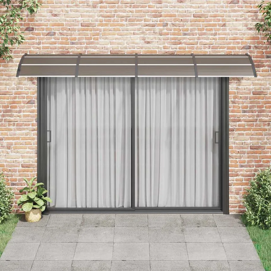 Auvent de porte Noir et transparent 350x75 cm Polycarbonate - 3