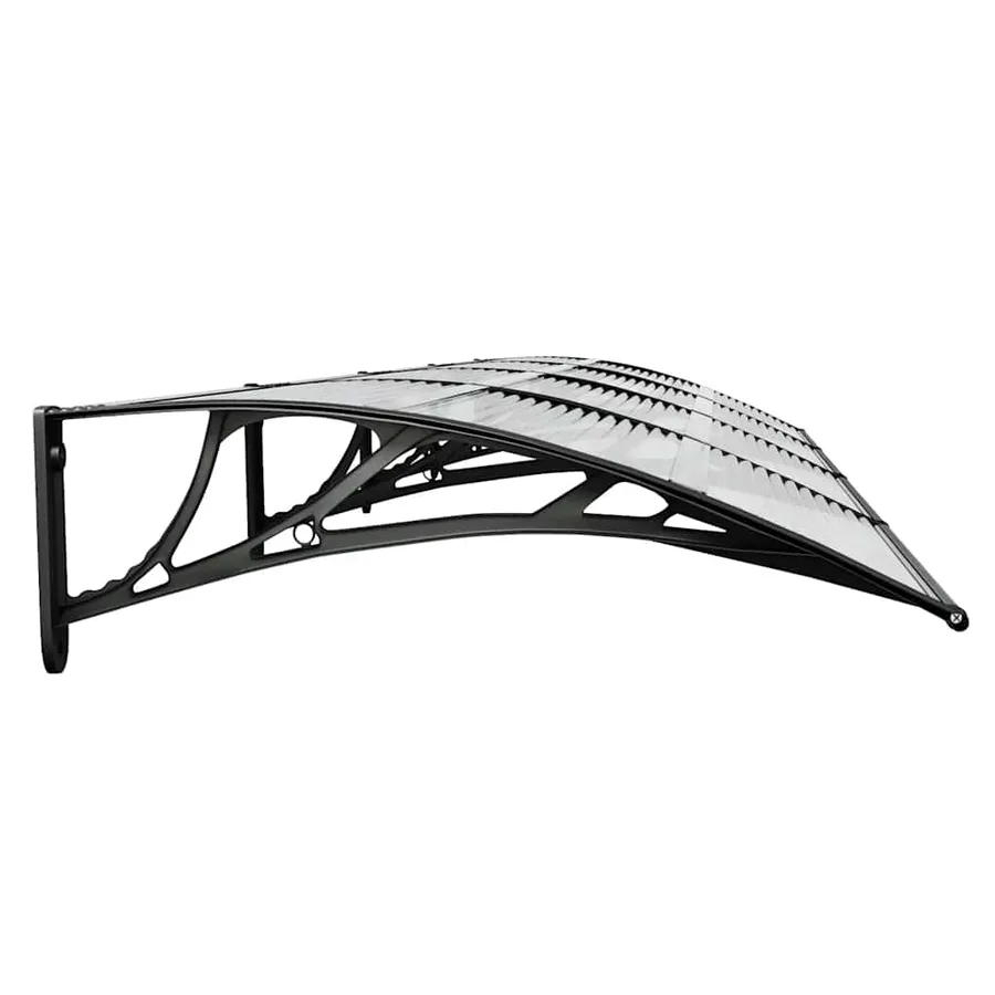 Auvent de porte Noir et transparent 350x75 cm Polycarbonate - 5