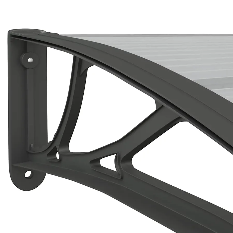 Auvent de porte Noir et transparent 350x75 cm Polycarbonate - 6