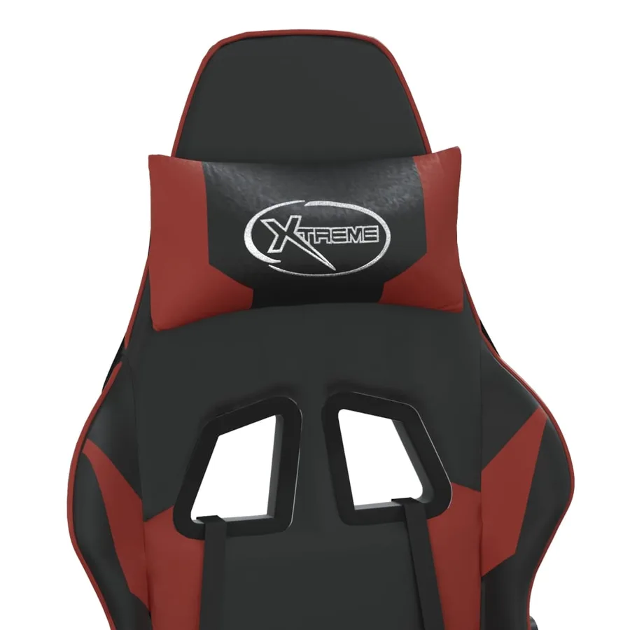Chaise de jeu de massage repose-pied Noir bordeaux Similicuir - 10