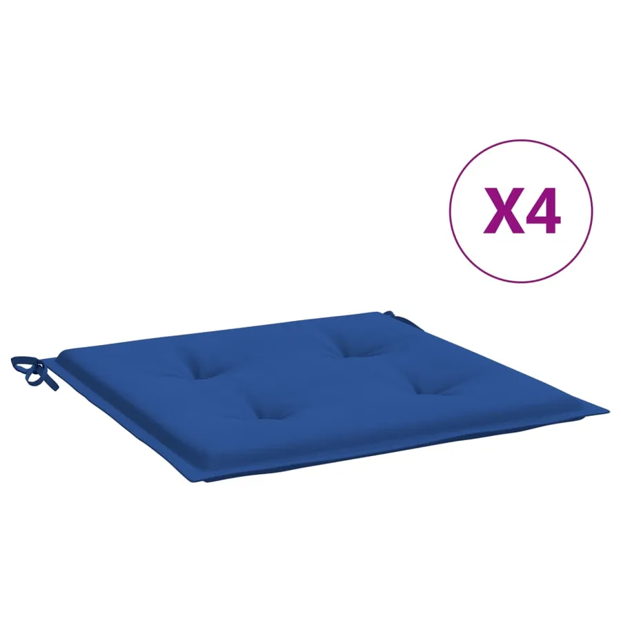 Coussins de chaise de jardin lot de 4 bleu royal 50x50x4 cm - 2