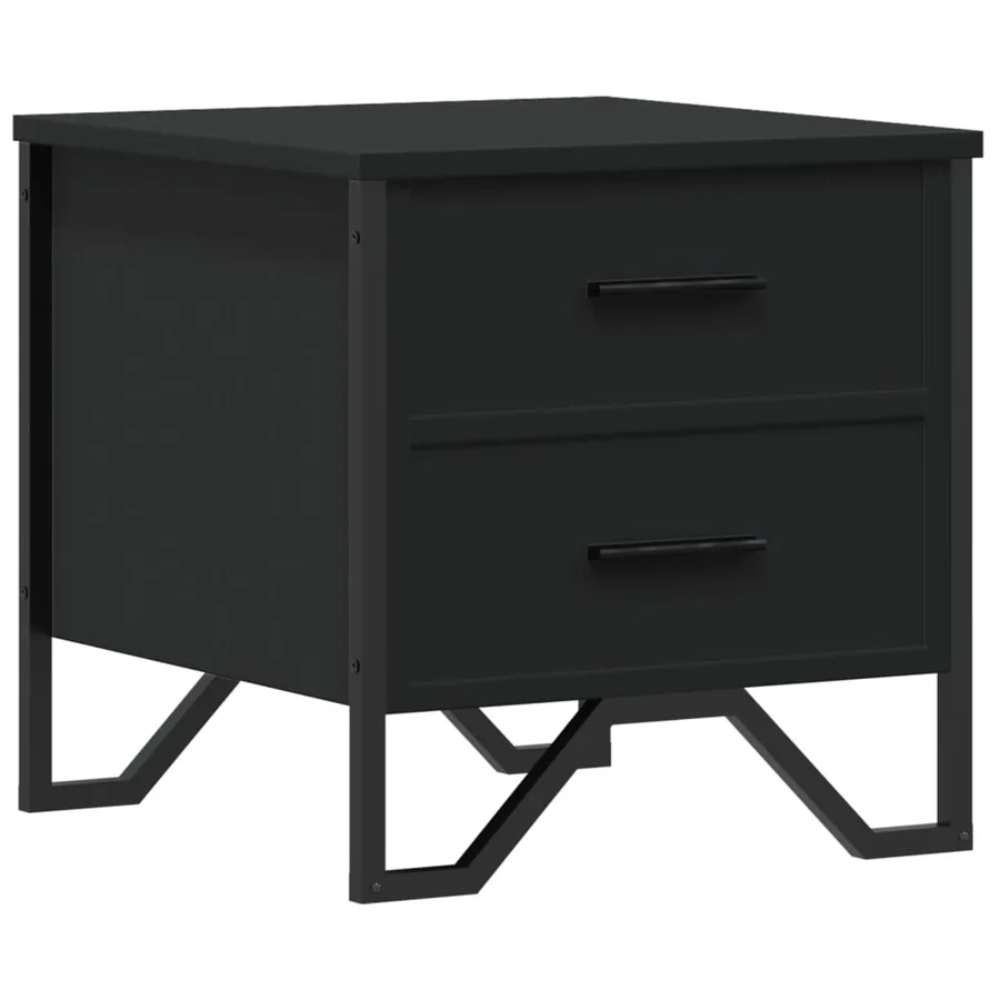 Table de chevet noir 40x41x40 cm bois d’ingénierie - 2