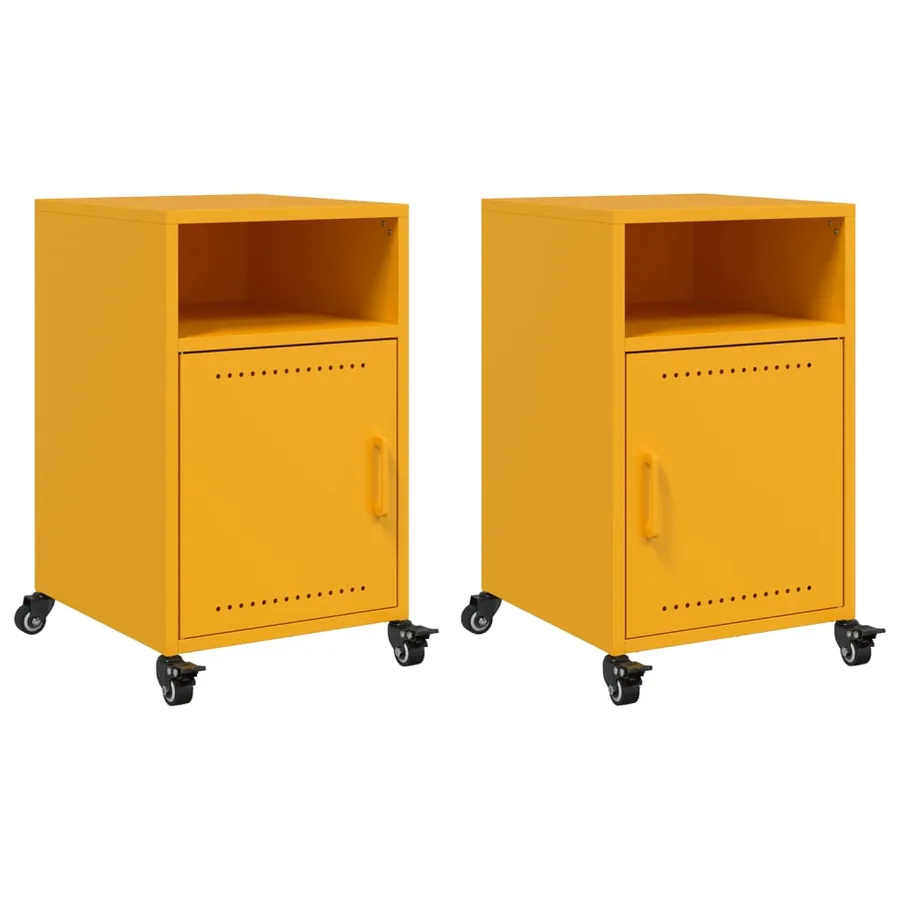 Tables de chevet 2 pcs jaune moutarde 36x39x59 cm acier - 2