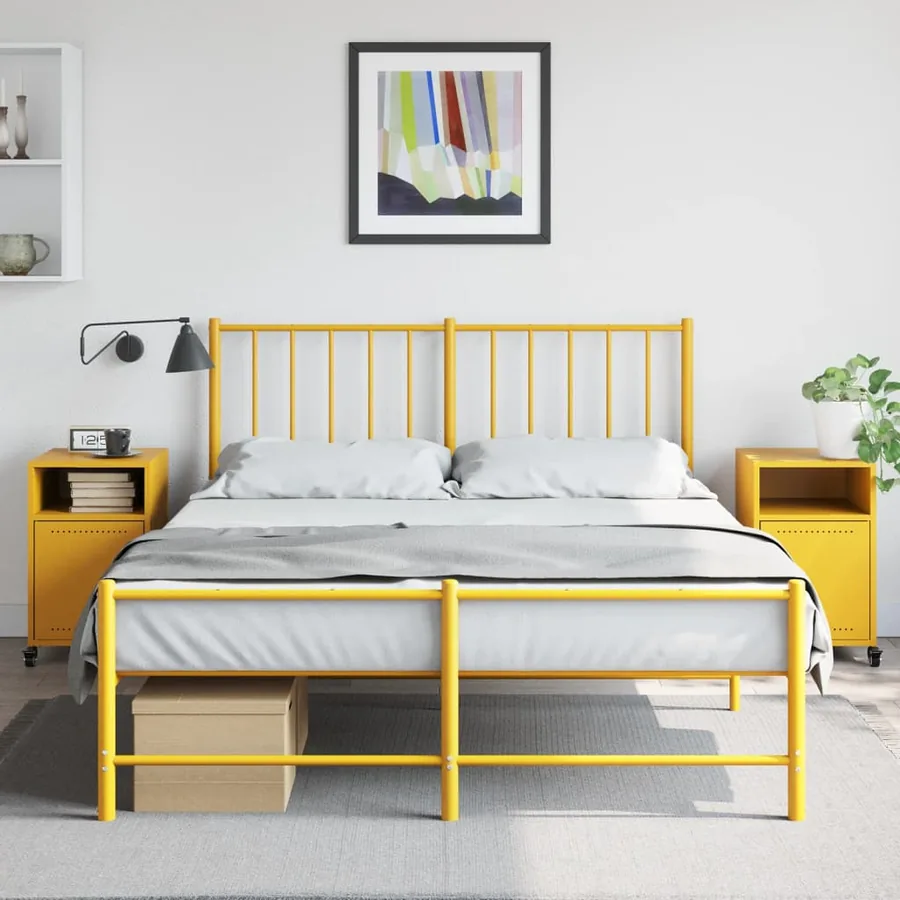 Tables de chevet 2 pcs jaune moutarde 36x39x59 cm acier - 3