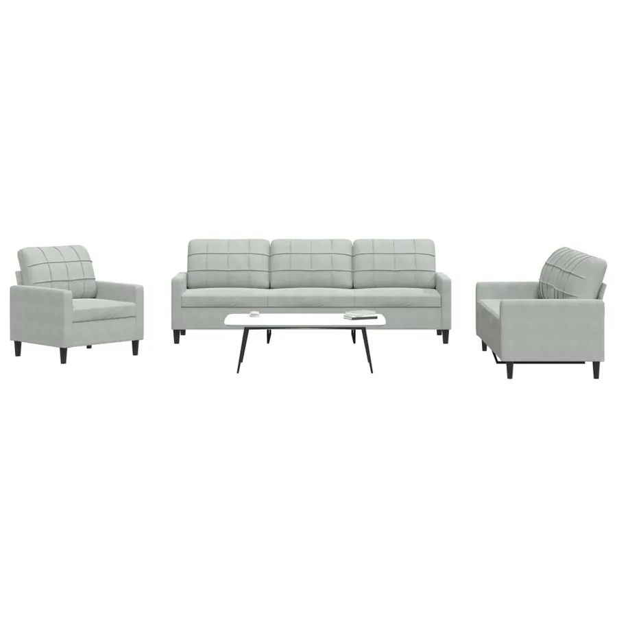 Ensemble de canapés 4 pcs avec coussins Gris clair Velours