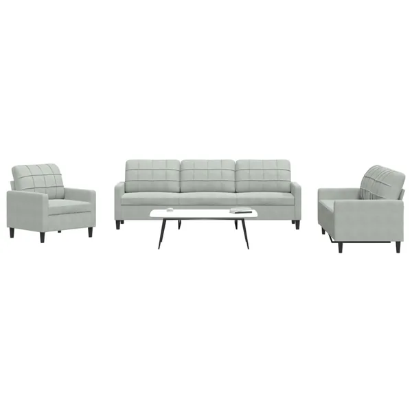 Ensemble de canapés 4 pcs avec coussins Gris clair Velours
