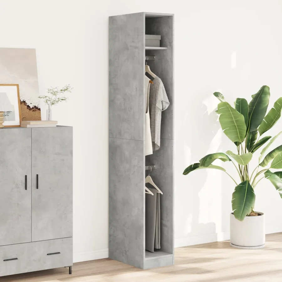 Garde-robe gris béton 30x50x200 cm bois d'ingénierie - 3