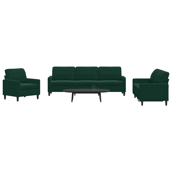 Ensemble de canapés 4 pcs avec coussins Vert foncé Velours