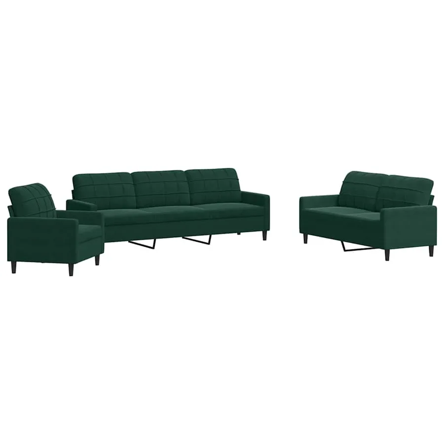 Ensemble de canapés 4 pcs avec coussins Vert foncé Velours - 2