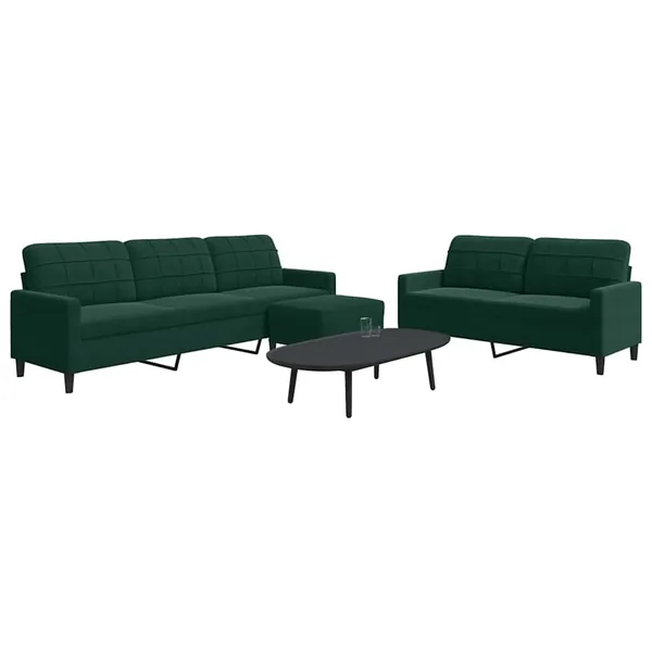 Ensemble de canapés 3 pcs avec coussins Vert foncé Velours