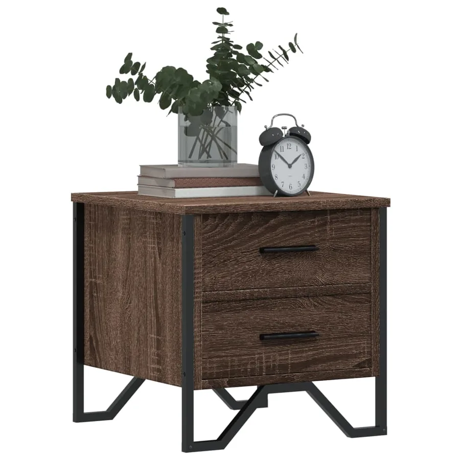 Table de chevet chêne marron 40x41x40 cm bois d’ingénierie - 4