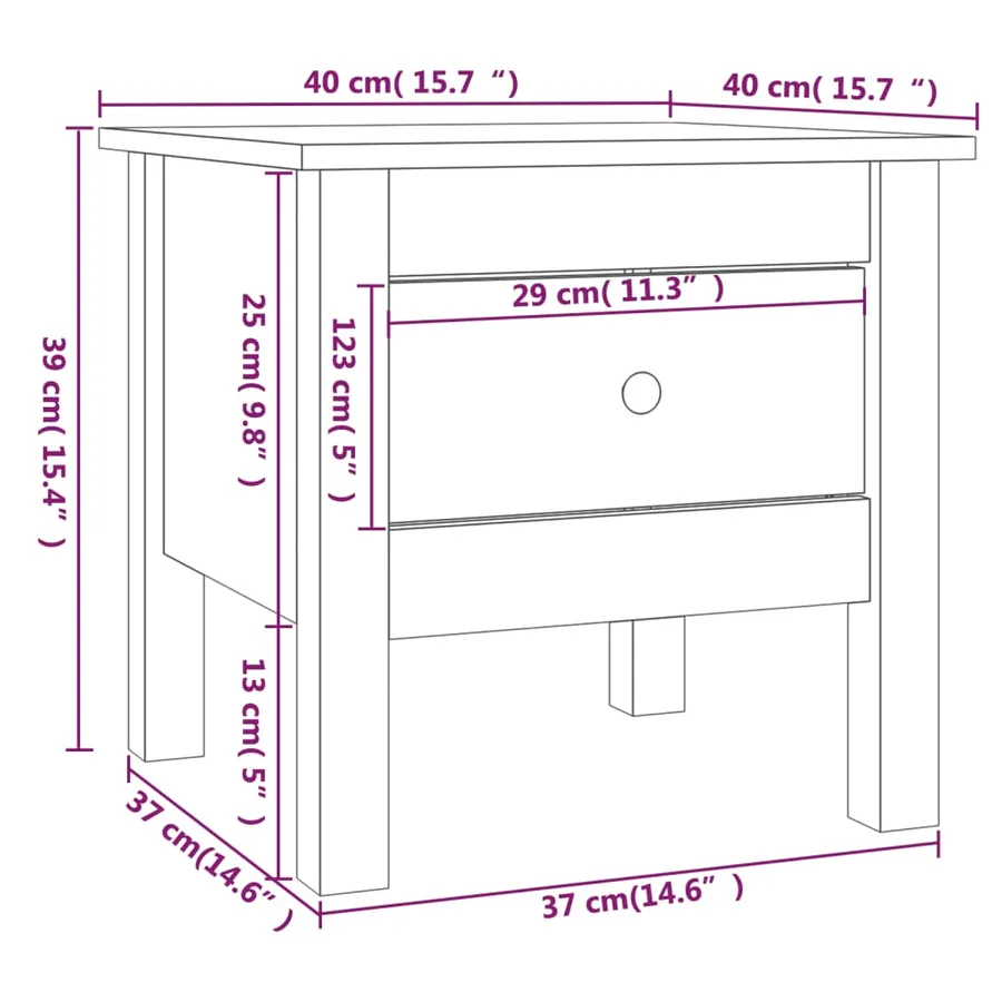 Table d'appoint Blanc 40x40x39 cm Bois massif de pin - 10