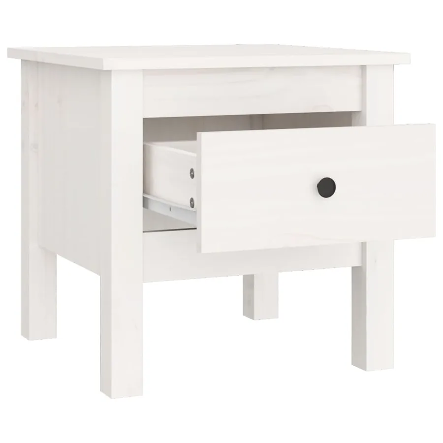 Table d'appoint Blanc 40x40x39 cm Bois massif de pin - 7