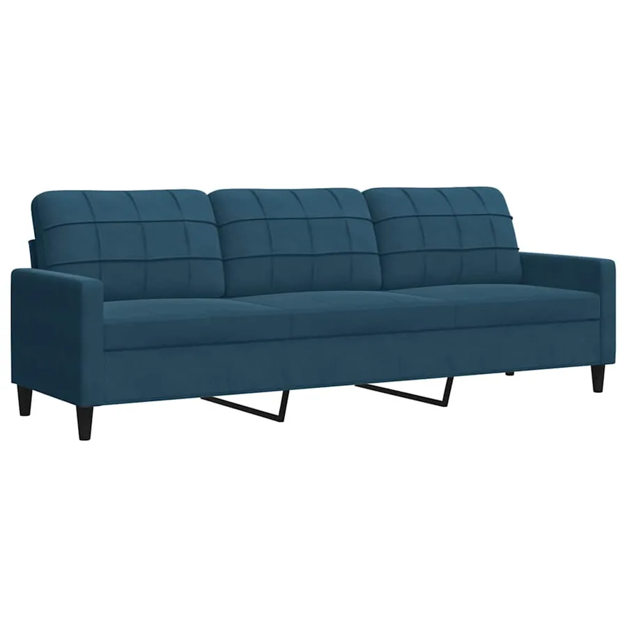 Ensemble de canapés 3pcs et coussins et traversins bleu velours - 4
