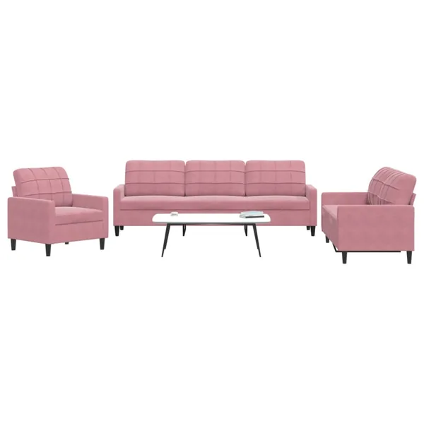 Ensemble de canapés 3 pcs avec coussins Rose Velours