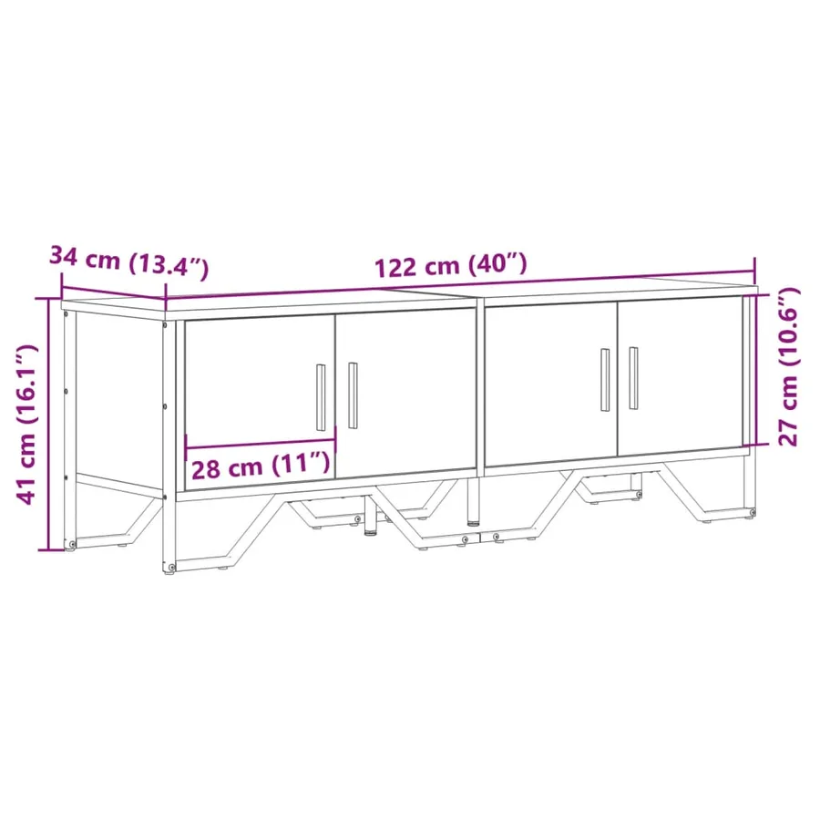 Meuble TV chêne fumé 122x34x41 cm bois d'ingénierie - 10
