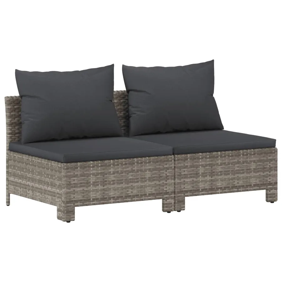 Salon de jardin 6 pcs avec coussins Gris Résine tressée - 6