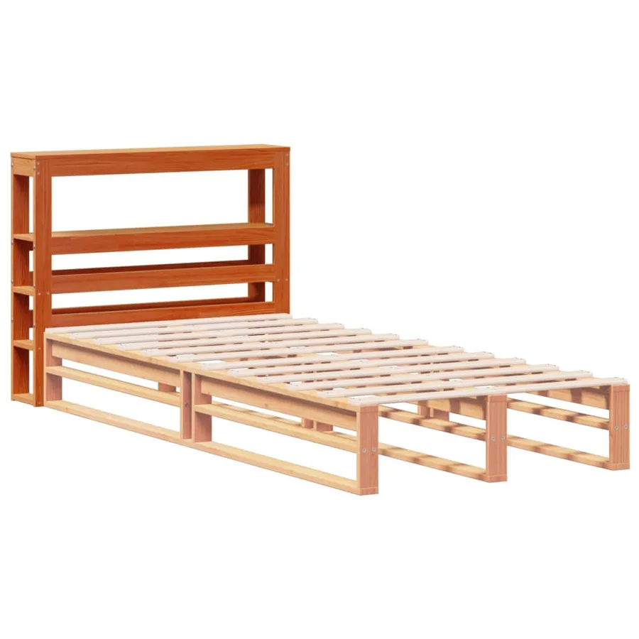 Tête de lit avec étagères marron cire 75 cm bois massif de pin - 4