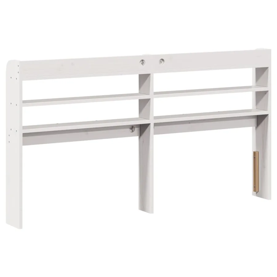 Tête de lit avec étagères blanc 120 cm bois massif de pin - 5