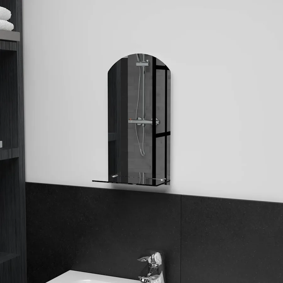 Miroir mural avec étagère 20x40 cm Verre trempé