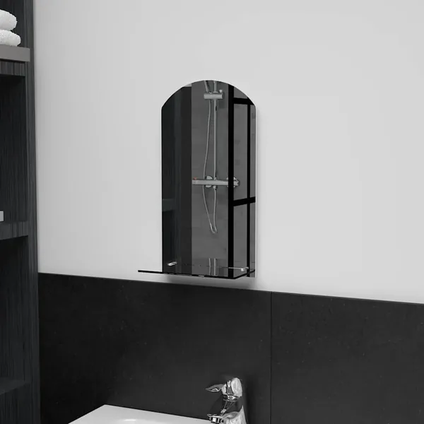 Miroir mural avec étagère 20x40 cm Verre trempé