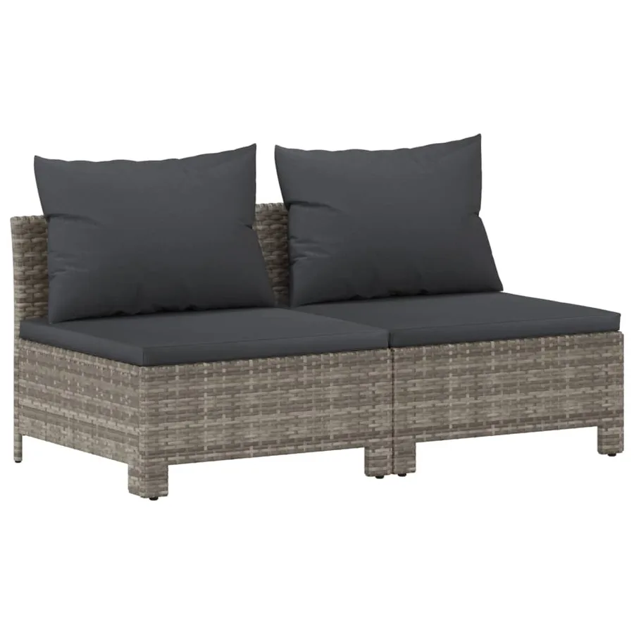 Salon de jardin 10 pcs avec coussins Gris Résine tressée - 7