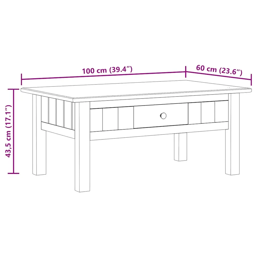 Table basse 100x60x43,5 cm Pin massif Assortiment Panama - 10