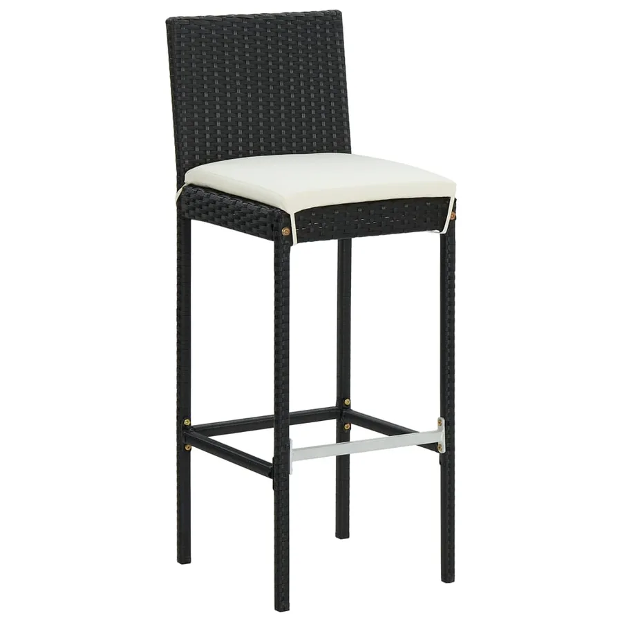 Tabourets de bar avec coussins lot de 6 noir résine tressée - 2