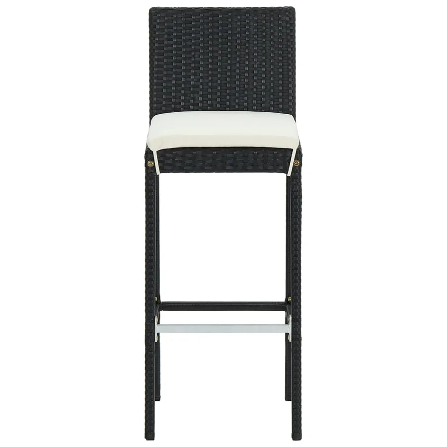 Tabourets de bar avec coussins lot de 6 noir résine tressée - 3
