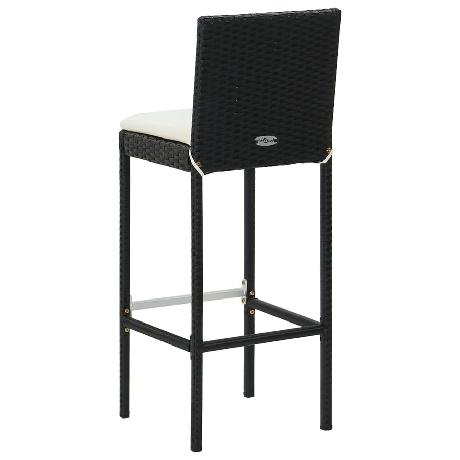 Tabourets de bar avec coussins lot de 6 noir résine tressée - 6