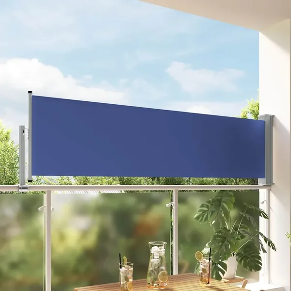 Auvent latéral rétractable de patio 80x300 cm Bleu