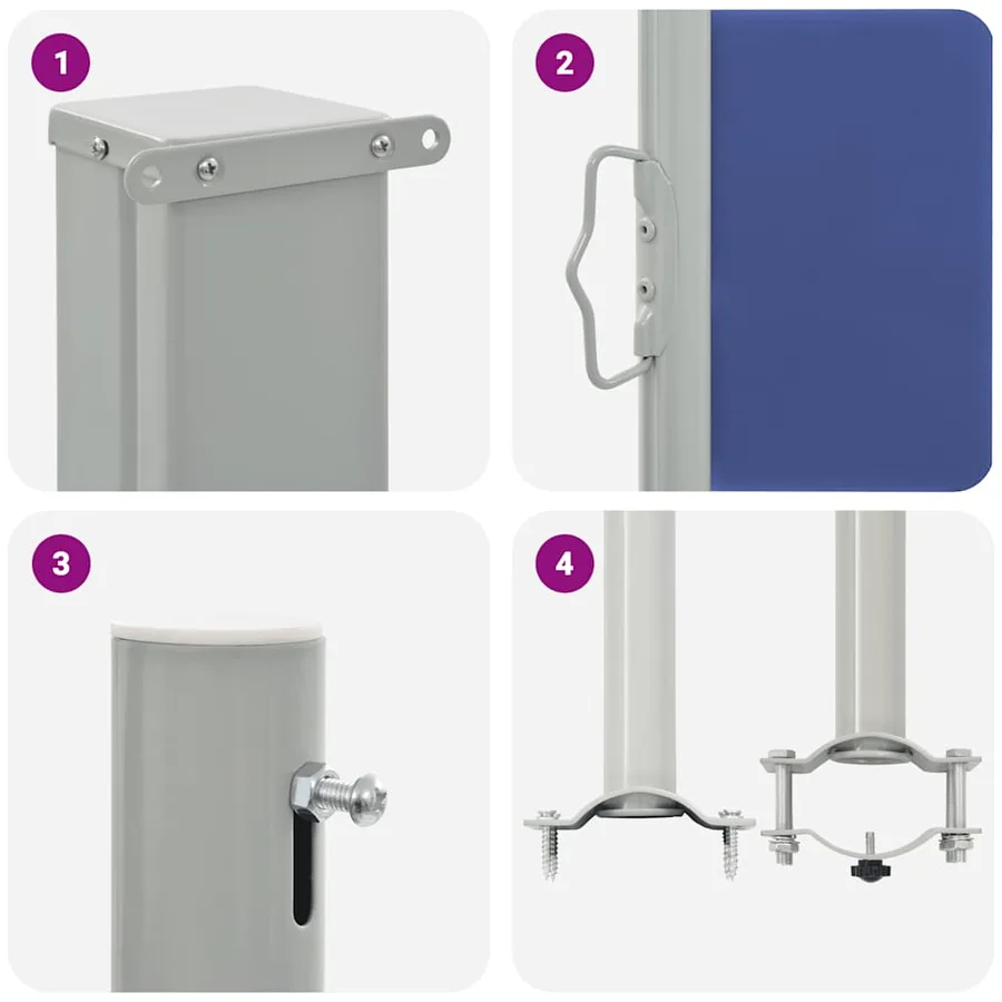 Auvent latéral rétractable de patio 80x300 cm Bleu - 10