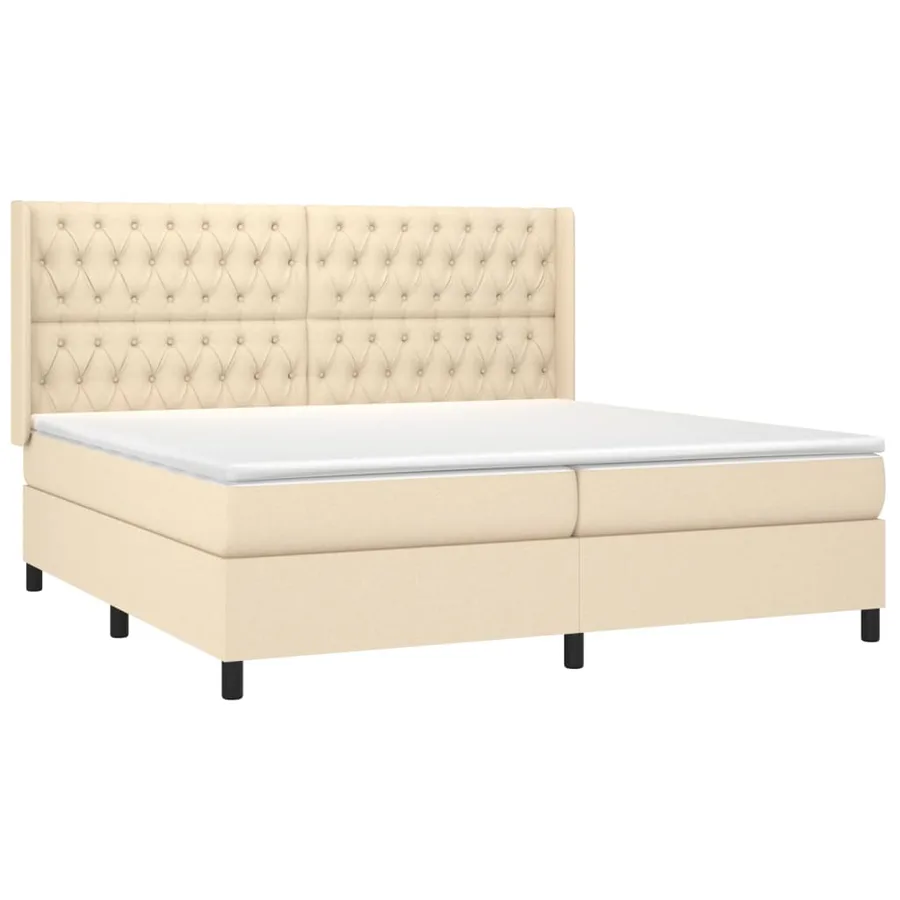 Sommier à lattes de lit avec matelas Crème 200x200 cm Tissu - 3
