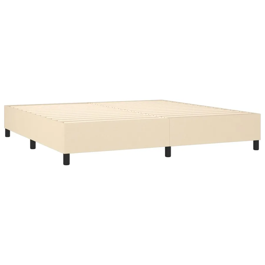 Sommier à lattes de lit avec matelas Crème 200x200 cm Tissu - 4
