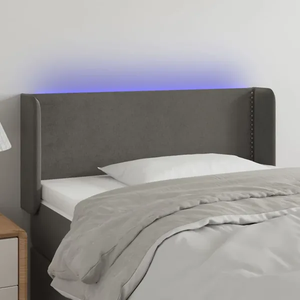 Tête de lit à LED Gris foncé 93x16x78/88 cm Velours