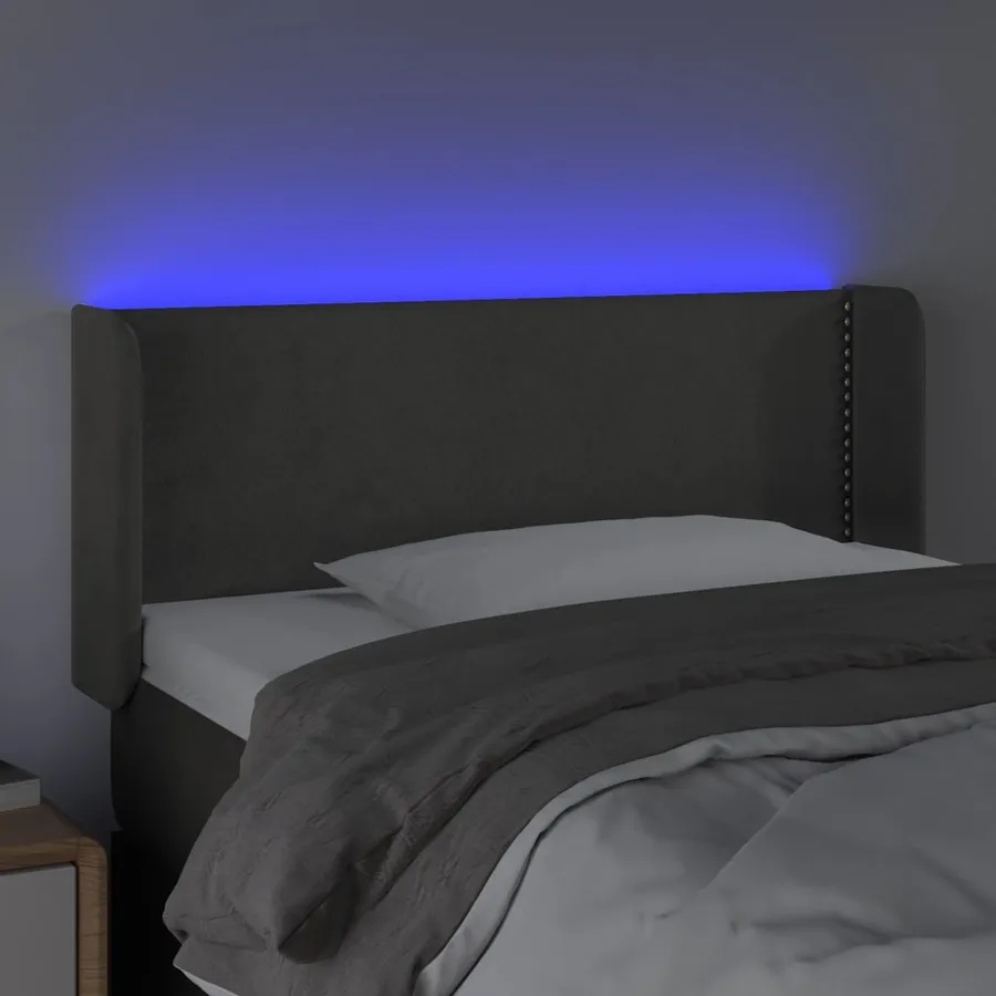 Tête de lit à LED Gris foncé 93x16x78/88 cm Velours - 4