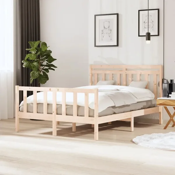 Cadre de lit sans matelas bois massif 140x200 cm