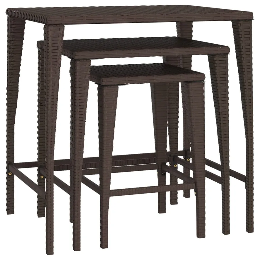 Tables gigognes de jardin 3 pcs marron résine tressée - 2