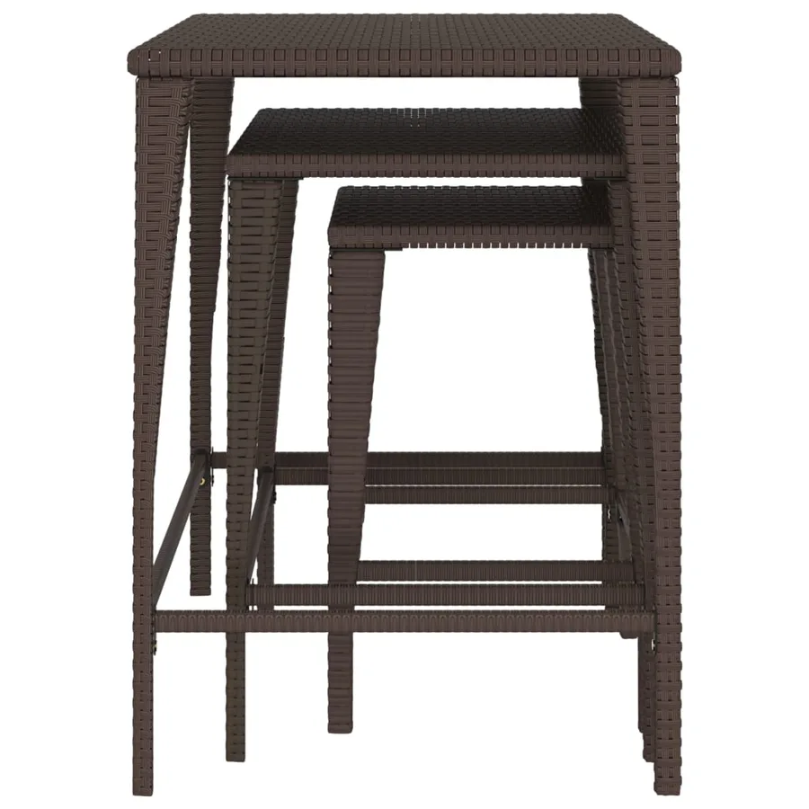 Tables gigognes de jardin 3 pcs marron résine tressée - 4