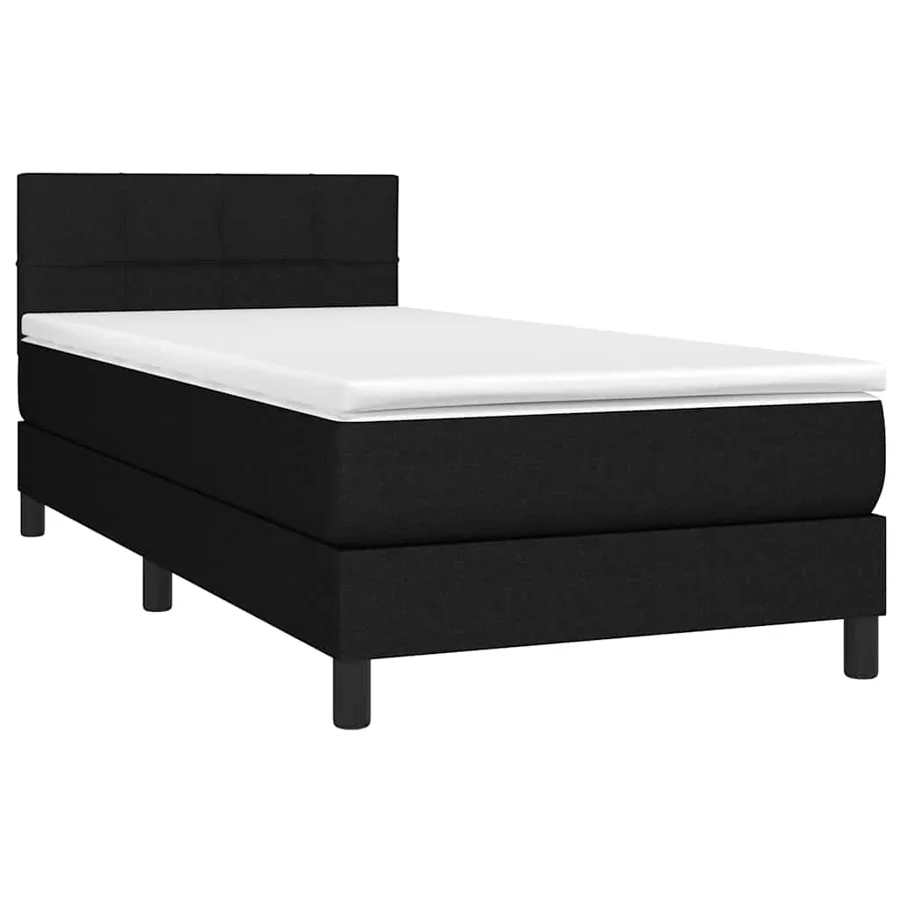 Sommier à lattes de lit avec matelas et LED Noir 90x200cm Tissu - 3