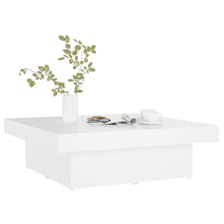 Table basse blanc 90x90x28 cm bois d'ingénierie - 3