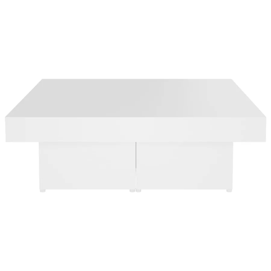 Table basse blanc 90x90x28 cm bois d'ingénierie - 5