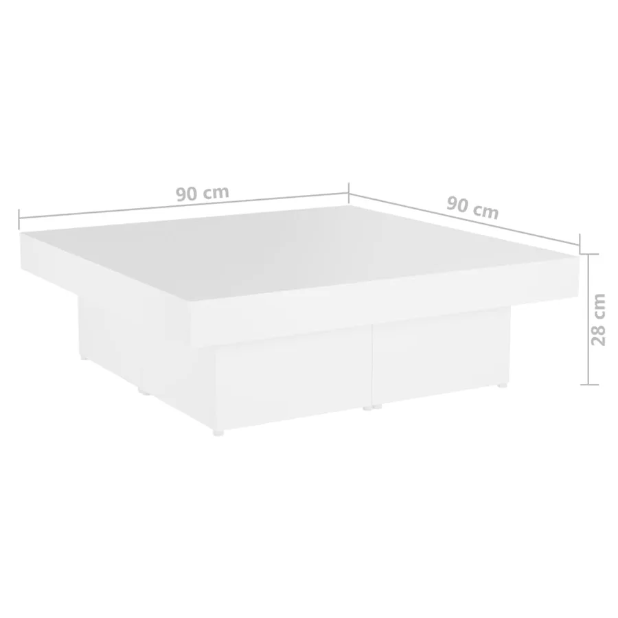 Table basse blanc 90x90x28 cm bois d'ingénierie - 7