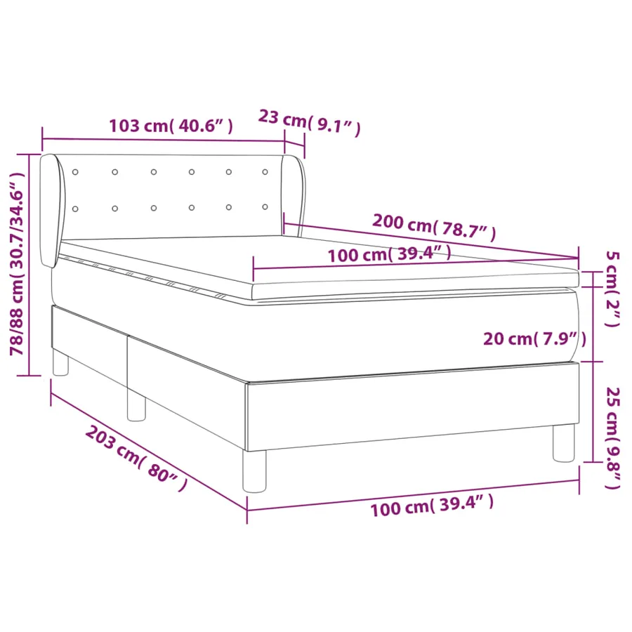 Sommier à lattes de lit avec matelas Gris foncé 100x200 cm - 7