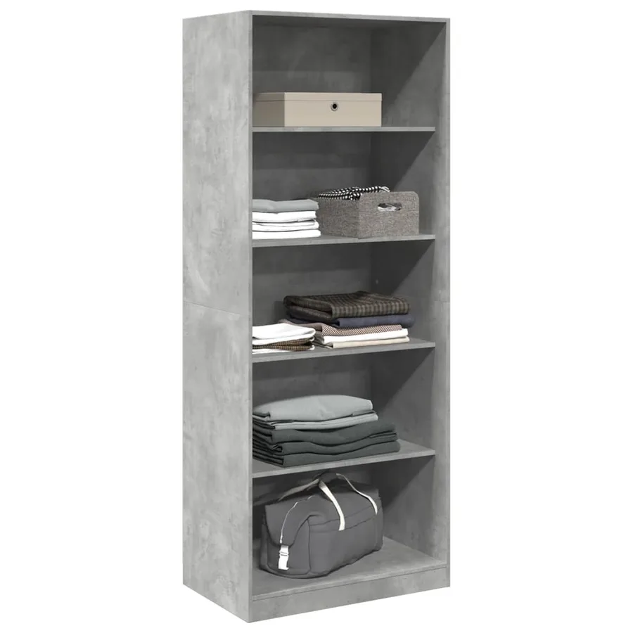 Garde-robe gris béton 80x50x200 cm bois d'ingénierie - 3