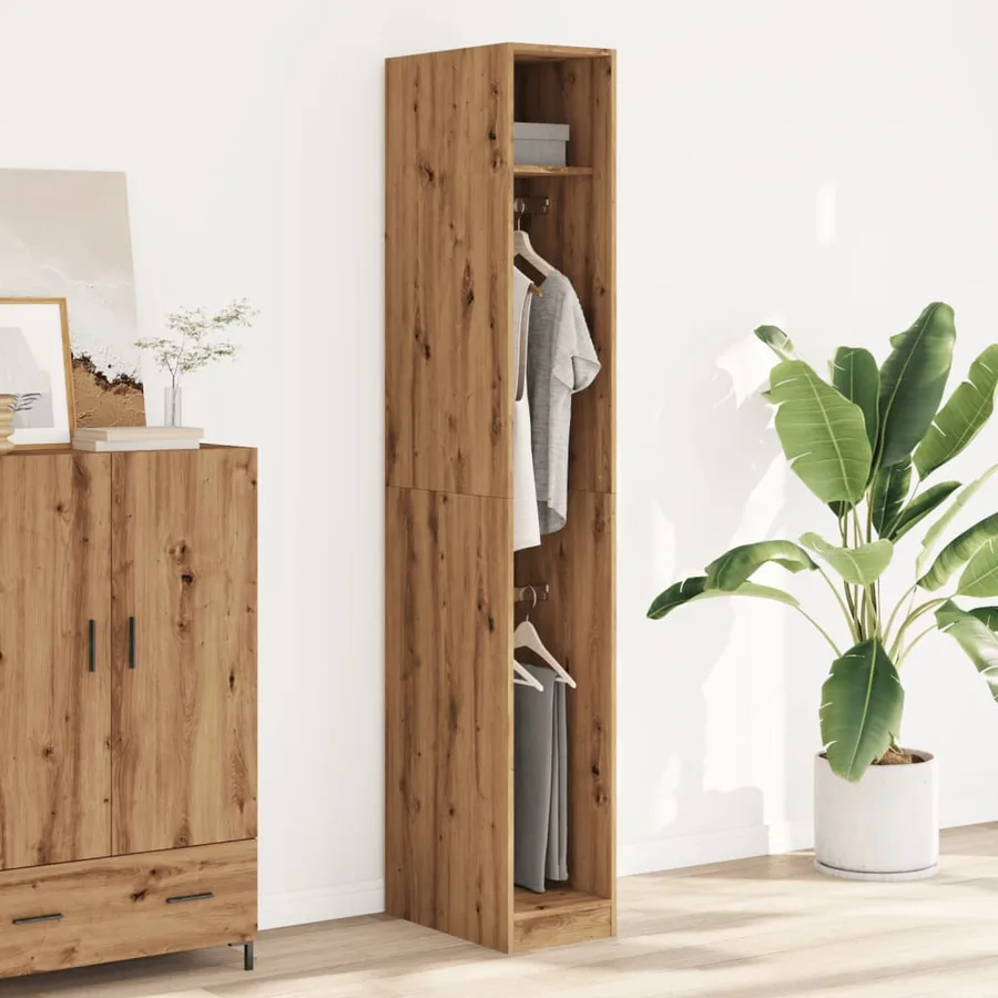 Garde-robe chêne artisanal 30x50x200 cm bois d'ingénierie - 3