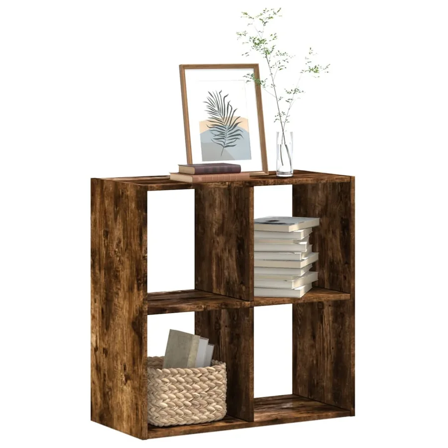 Bibliothèque chêne fumé 68,5x32x68,5 cm bois d'ingénierie