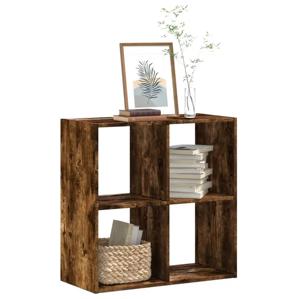 Bibliothèque chêne fumé 68,5x32x68,5 cm bois d'ingénierie