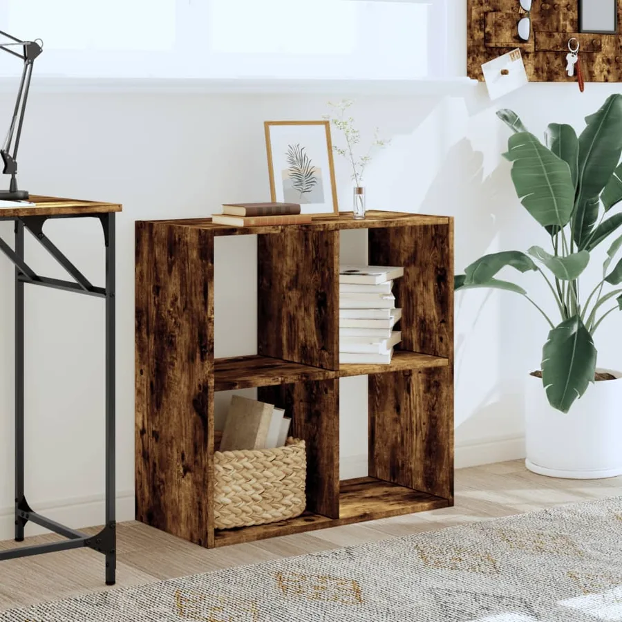 Bibliothèque chêne fumé 68,5x32x68,5 cm bois d'ingénierie - 3